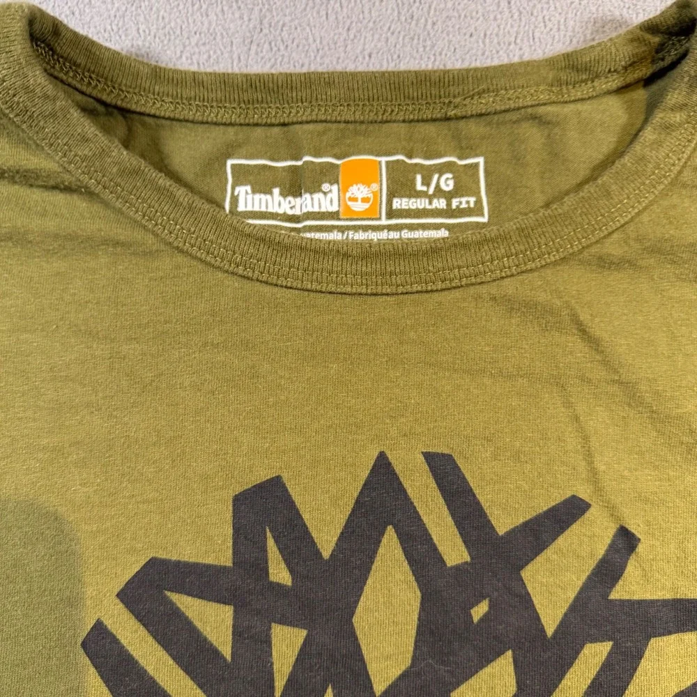 Timberland Mens Long Sleeve Graphic Tree Logo Tee Shirt Olive Green Regular Fit